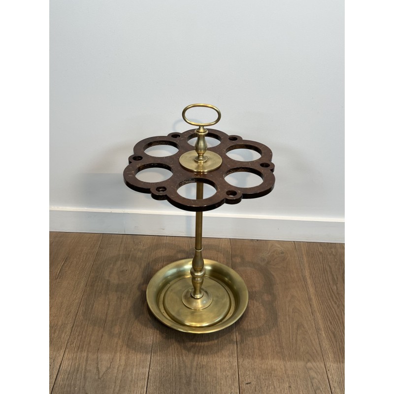Umbrella Stand (and Cane Stand) in Brass with Openwork Tra | Maison Barrois