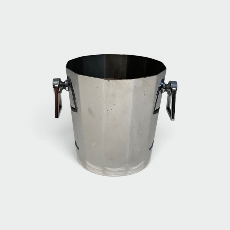 Faceted Cut-Cornered Champagne Bucket in Silvered Metal wi | Maison Barrois