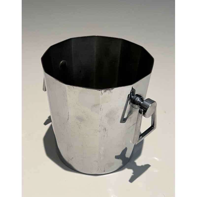 Petit Seau à Champagne en Métal Argenté Facetté, Art Déco, | Maison Barrois