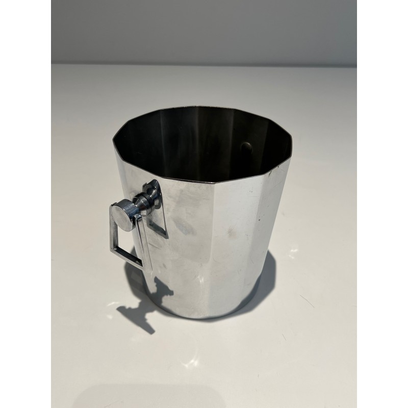 Faceted Cut-Cornered Champagne Bucket in Silvered Metal wi | Maison Barrois