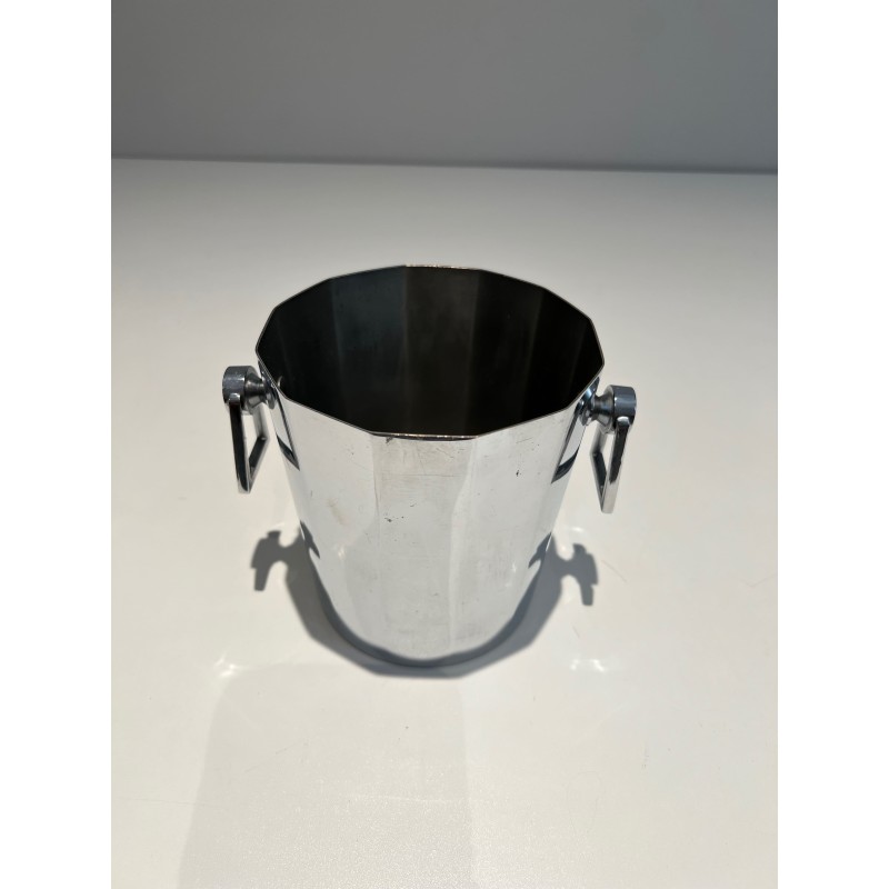 Faceted Cut-Cornered Champagne Bucket in Silvered Metal wi | Maison Barrois