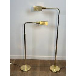 Pair of Brass Floor Reading Lamps with Adjustable Height a | Maison Barrois