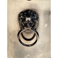 Silvered Metal Champagne Bucket with Lion's-Head Handles o | Maison Barrois