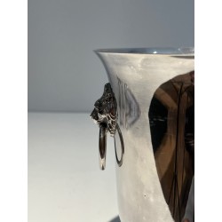 Silvered Metal Champagne Bucket with Lion's-Head Handles o | Maison Barrois