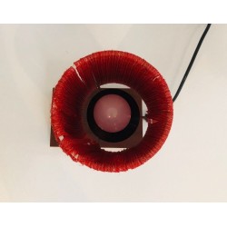 Petite Lampe Bois, Laiton et Laine, Travail Français, vers 1950