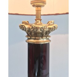 Red Crystal & Bronze Table Lamp, Attr. Cristal & Bronze Paris, c.1940