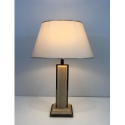 Lampe Travertin et Chrome Doré, Travail Français, vers 1970