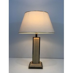 Lampe Travertin et Chrome Doré, Travail Français, vers 1970