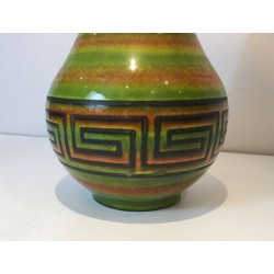 Lampe Céramique à Clés Grecques, Travail Français, vers 1970