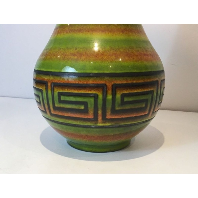Lampe Céramique à Clés Grecques, Travail Français, vers 1970