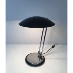 Lampe de Bureau Pivotante Chrome et Laqué Noir, Design, vers 1970