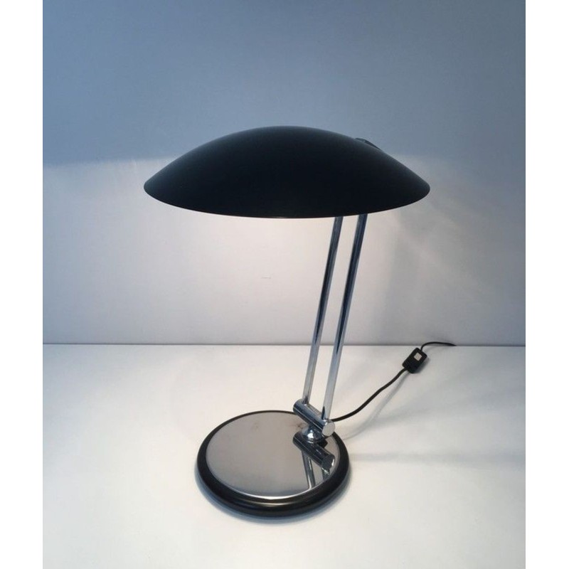 Adjustable Chrome & Black Lacquer Desk Lamp, Design, circa 1970