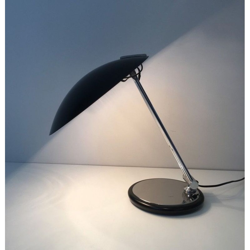 Adjustable Chrome & Black Lacquer Desk Lamp, Design, circa 1970
