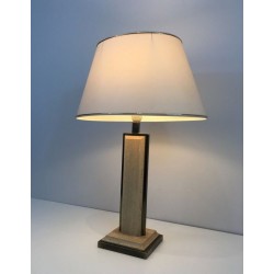 Lampe Travertin et Chrome Doré, Travail Français, vers 1970