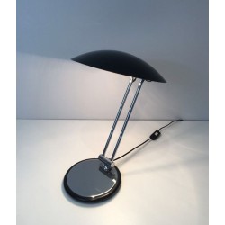 Adjustable Chrome & Black Lacquer Desk Lamp, Design, circa 1970