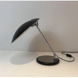 Lampe de Bureau Pivotante Chrome et Laqué Noir, Design, vers 1970