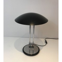 Lampe de Bureau Pivotante Chrome et Laqué Noir, Design, vers 1970
