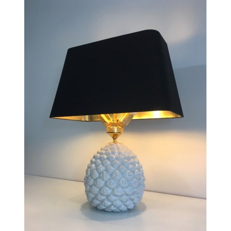 Lampe Ananas en Porcelaine Design, Travail Italien, vers 1970