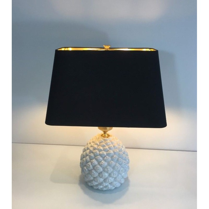 Lampe Ananas en Porcelaine Design, Travail Italien, vers 1970