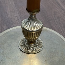 Floor Lamp in Amber Bakelite and Gilt Brass, Circular Base with Claw Feet, Neoclassical, French Work, circa 1940