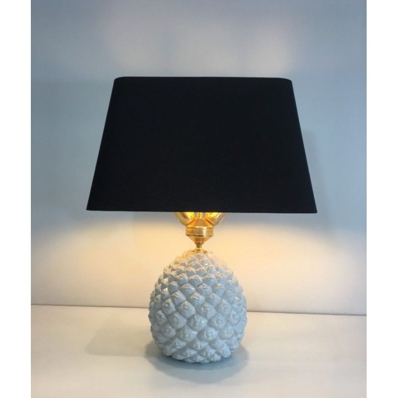 Lampe Ananas en Porcelaine Design, Travail Italien, vers 1970