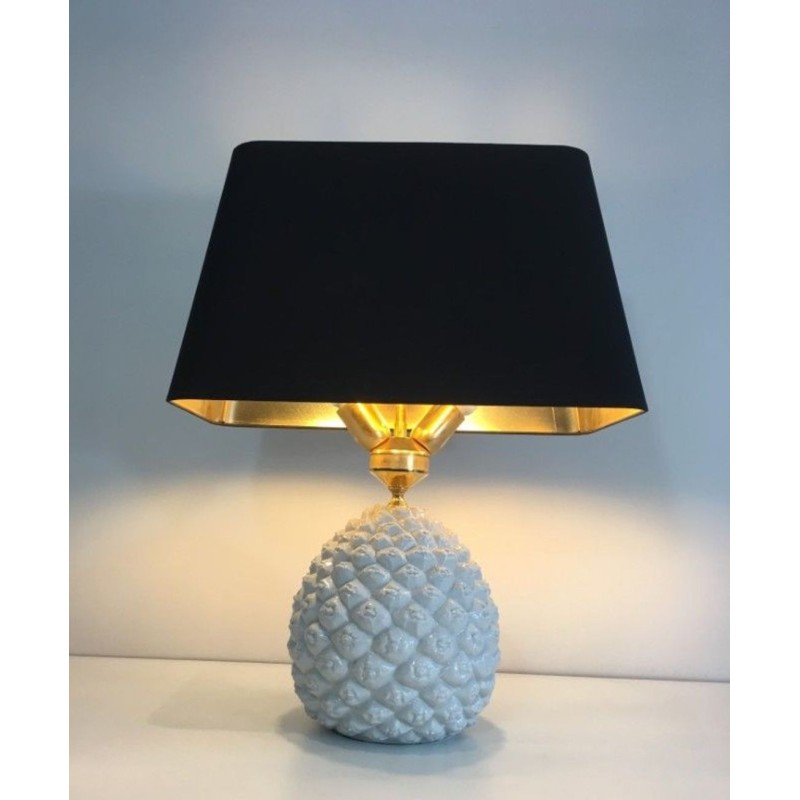 Lampe Ananas en Porcelaine Design, Travail Italien, vers 1970