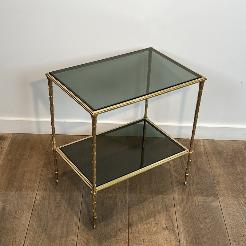 Bout de Canapé en Bronze Doré à Décor de Palmes et Double, Néo-classique, Travail Français, attribué à Maison Baguès, vers 1940