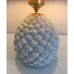Lampe Ananas en Porcelaine Design, Travail Italien, vers 1970