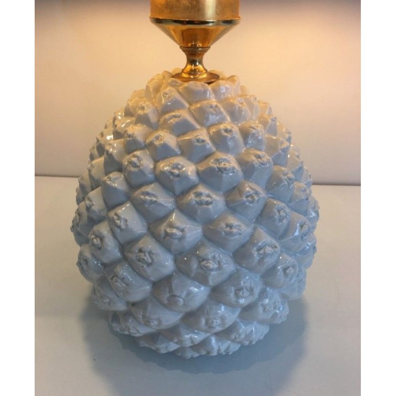 Lampe Ananas en Porcelaine Design, Travail Italien, vers 1970