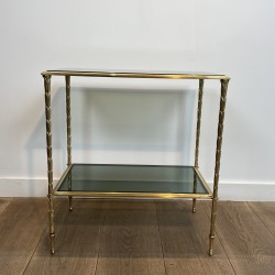 Bout de Canapé en Bronze Doré à Décor de Palmes et Double, Néo-classique, Travail Français, attribué à Maison Baguès, vers 1940