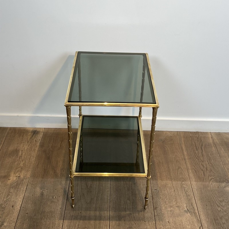 Bout de Canapé en Bronze Doré à Décor de Palmes et Double, Néo-classique, Travail Français, attribué à Maison Baguès, vers 1940