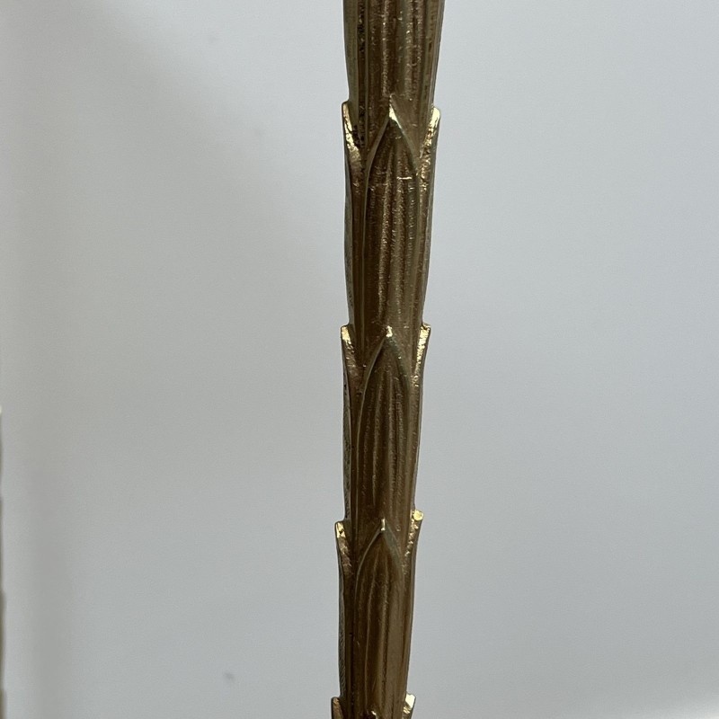Bout de Canapé en Bronze Doré à Décor de Palmes et Double, Néo-classique, Travail Français, attribué à Maison Baguès, vers 1940