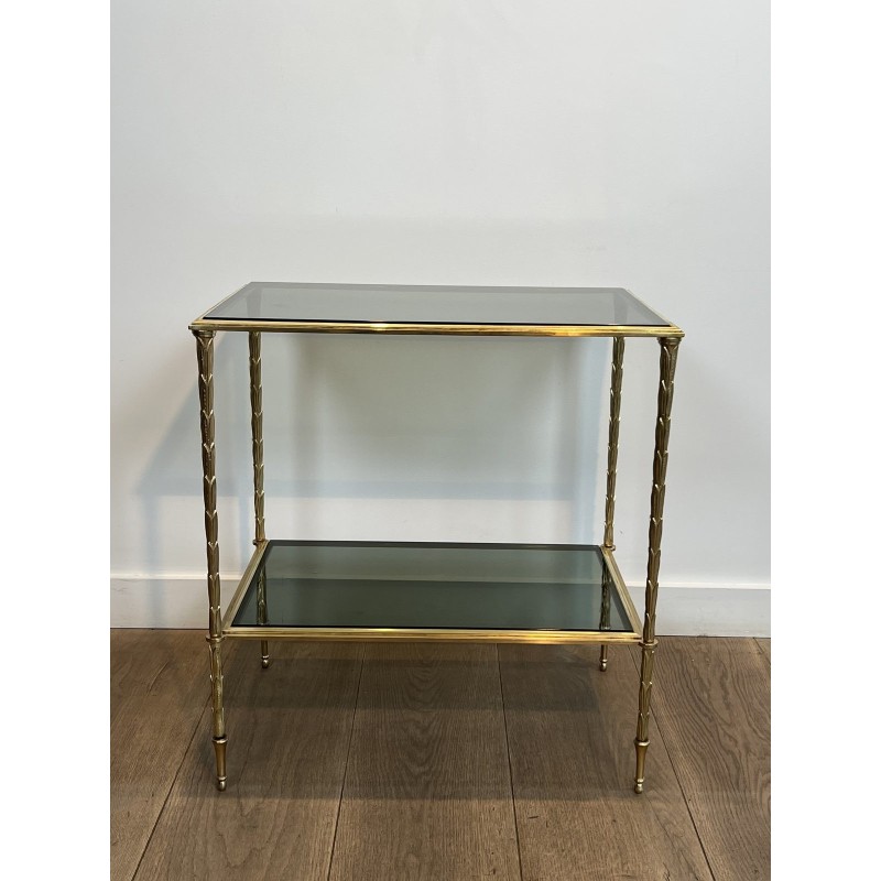 Bout de Canapé en Bronze Doré à Décor de Palmes et Double, Néo-classique, Travail Français, attribué à Maison Baguès, vers 1940
