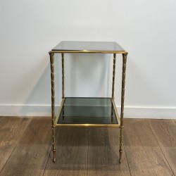 Bout de Canapé en Bronze Doré à Décor de Palmes et Double, Néo-classique, Travail Français, attribué à Maison Baguès, vers 1940