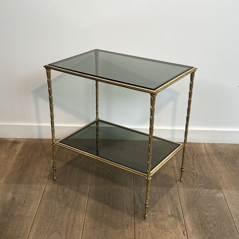 Bout de Canapé en Bronze Doré à Décor de Palmes et Double, Néo-classique, Travail Français, attribué à Maison Baguès, vers 1940