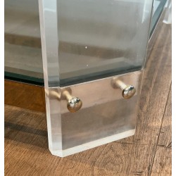Octagonal Lucite Chrome Coffee Table Maison Jansen circa 1970