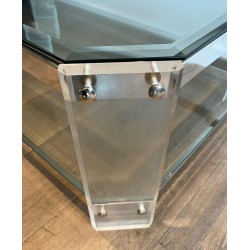 Table Basse Octogonale Lucite Chrome Maison Jansen vers 1970