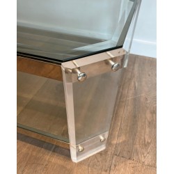 Table Basse Octogonale Lucite Chrome Maison Jansen vers 1970