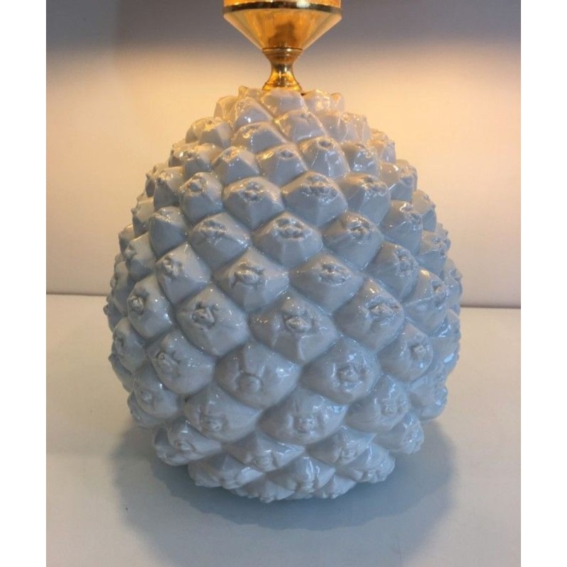 Lampe Ananas en Porcelaine Design, Travail Italien, vers 1970