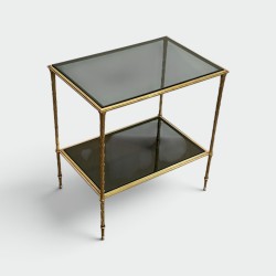 Gilt Bronze Side Table with Palm Decoration and Double, Neoclassical, French Work, Attributed to Maison Baguès, circa 1940