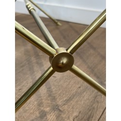 Table Basse Rectangulaire en Laiton à Têtes de Béliers, Néo-classique, Travail Français, de la Maison Ramsay, vers 1940
