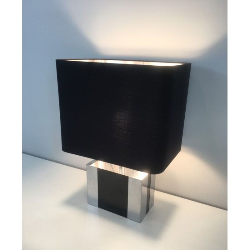 Lampe Chrome et Laque Noire, Travail Français, vers 1970