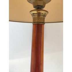 Élégante Lampe Celluloïd Rouge et Laiton, Travail Français, vers 1950