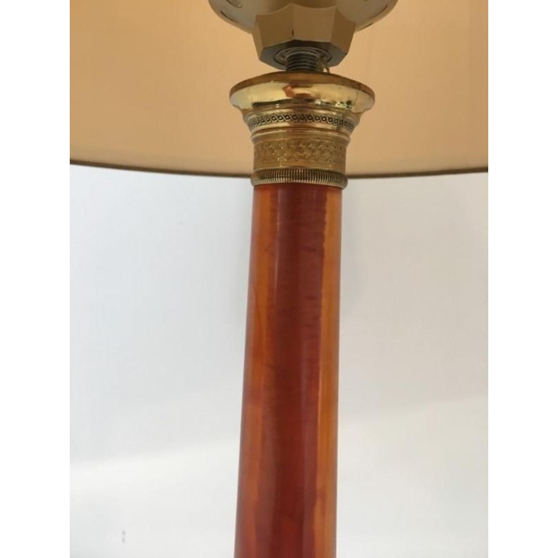 Élégante Lampe Celluloïd Rouge et Laiton, Travail Français, vers 1950