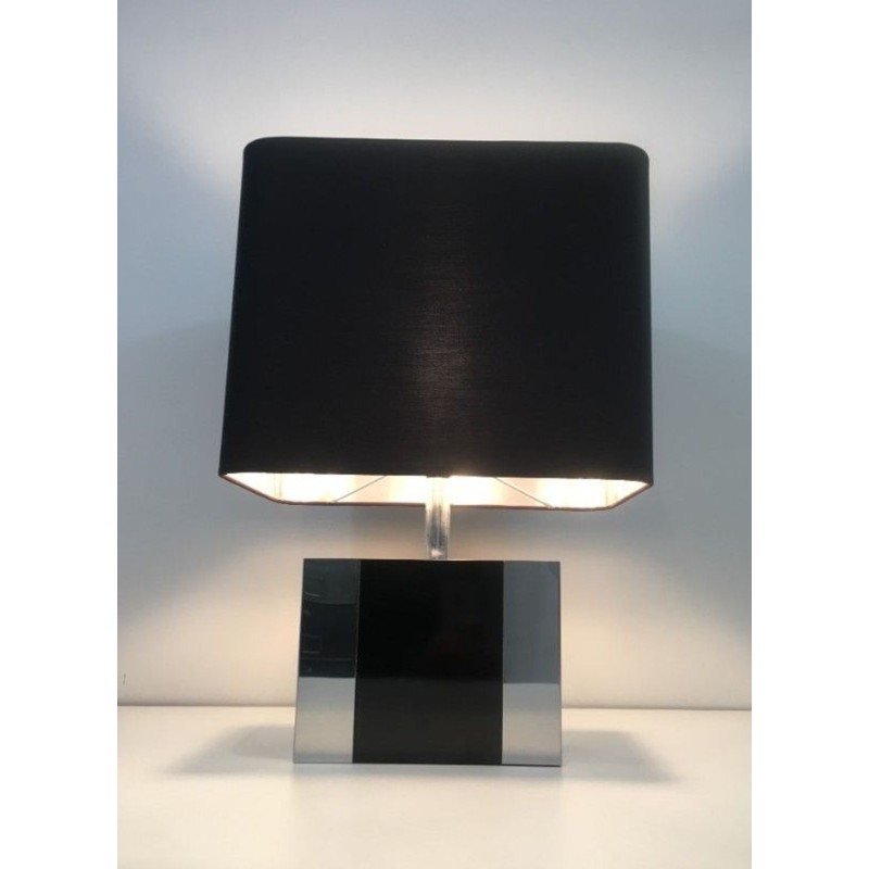 Lampe Chrome et Laque Noire, Travail Français, vers 1970