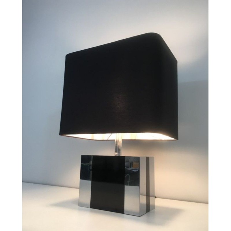 Lampe Chrome et Laque Noire, Travail Français, vers 1970