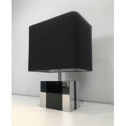 Lampe Chrome et Laque Noire, Travail Français, vers 1970