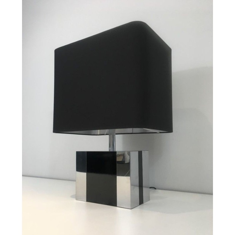 Lampe Chrome et Laque Noire, Travail Français, vers 1970