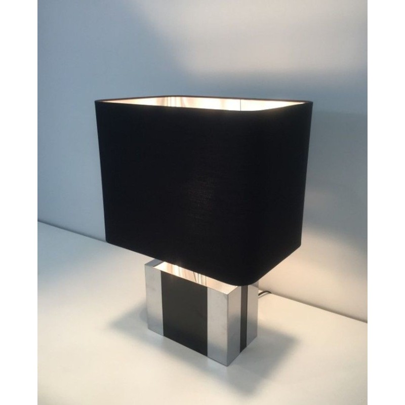 Lampe Chrome et Laque Noire, Travail Français, vers 1970