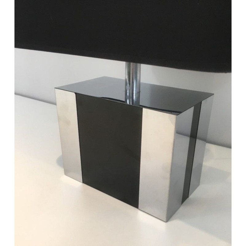 Lampe Chrome et Laque Noire, Travail Français, vers 1970